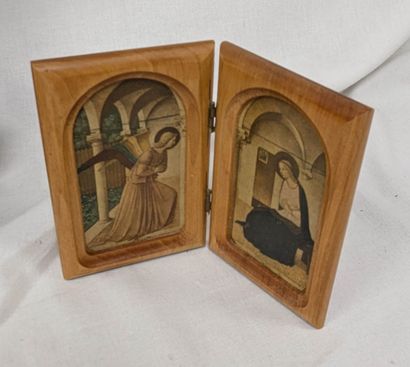 Lot en bois, métal et tissu comprenant deux...