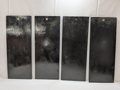 CHINA. 4 lacquered wooden panels decorated...