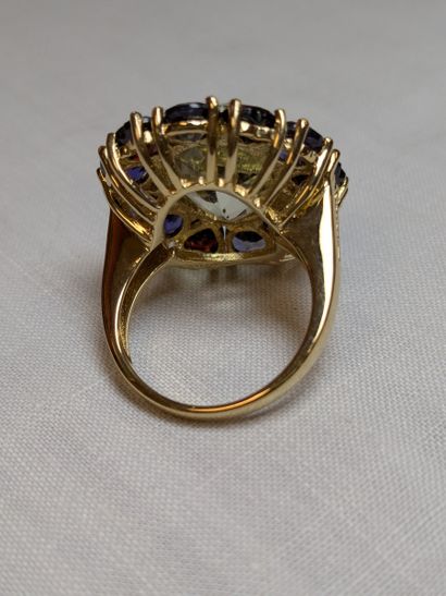 Bague en vermeil, sertie d'une prasiolite...