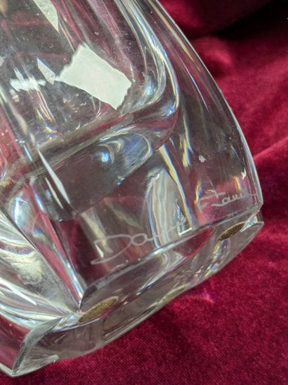 DAUM France. Crystal vase with a flared neck....
