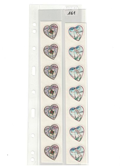 France - Rollers N°101A/101B strips of 7...