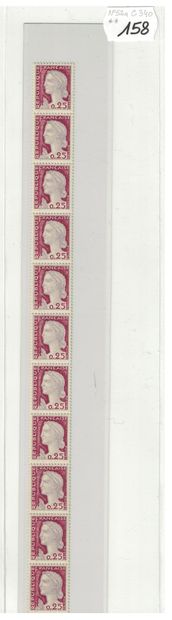 France - Roulette N°52a ** strip of 11 of...