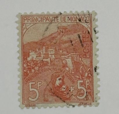 Monaco: N° 33 cancelled 5F + 5F pink on greenish...