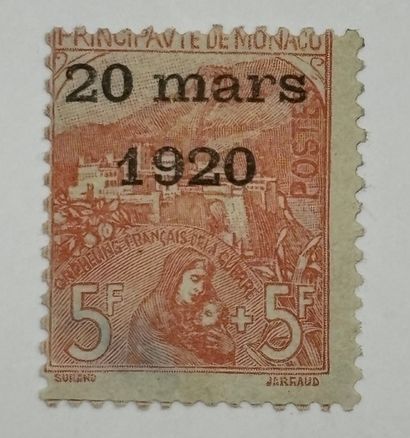 Monaco: N° 43 ** 5F + 5F overprinted March...