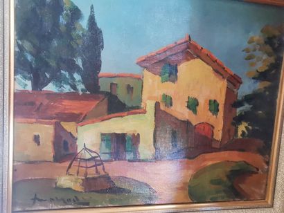 Lot de 10 toiles et dessins encadrés