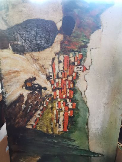 Lot de 8 toiles, dessins et lithographie...