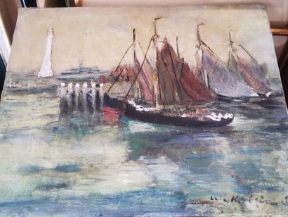 Lot de 19 toiles, lithographies, dessins