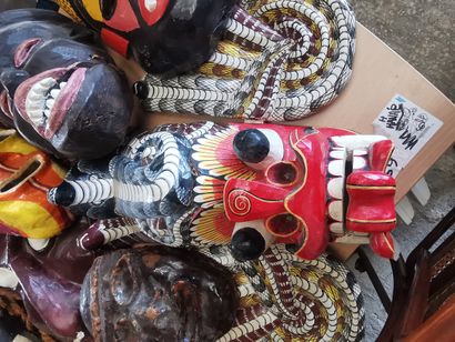 Lot de masques asiatiques orientaux déco...