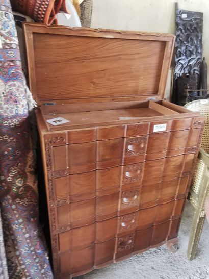 Meuble commode en bois exotique, 5 tiroirs,...