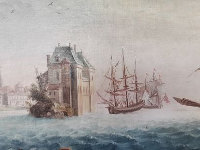 Carton de 5 toiles et dessins encadrés