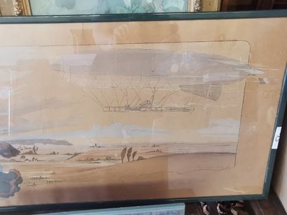 Lot de 7 toiles, dessins, lithographies dont...
