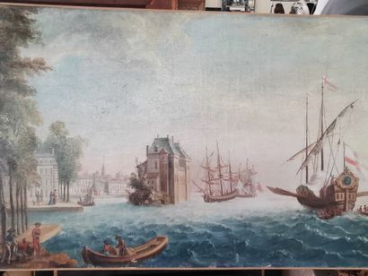 Carton de 5 toiles et dessins encadrés