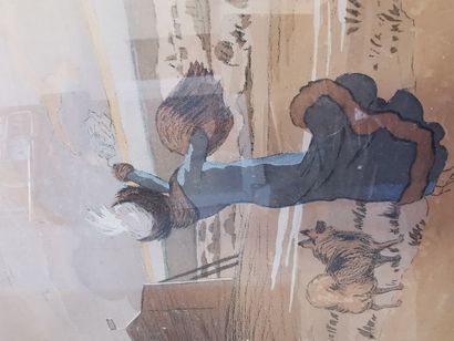 Lot de 7 toiles, dessins, lithographies dont...
