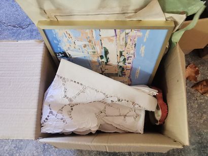 4 cartons déco, fond de maison, poteries