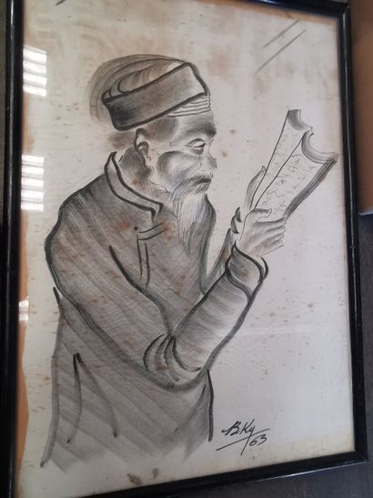 lot asiatique comprenant estampes , dessins...
