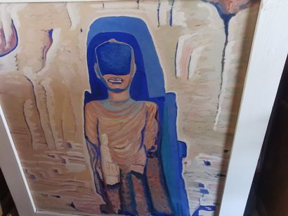 Lot de 3 tableaux sur bois, encadrement en...