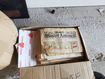 Lot de tableaux, miroirs, carton de bibelots...