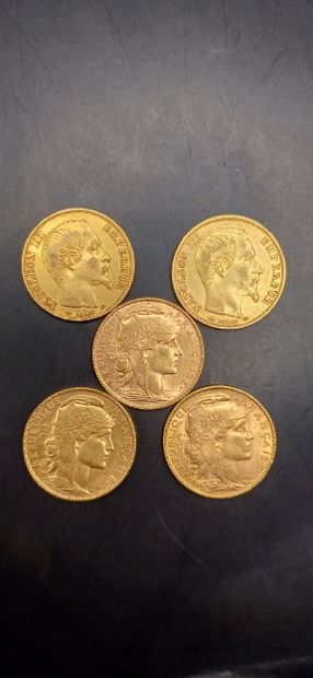 Lot of 5 Coins of 20 francs gold
Weight 32.21g
GOLD...