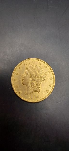 Pièce or de 20 Dollars, année 1904
Poids...