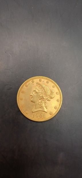 Pièce or de 10 Dollars, année 1901
Poids...