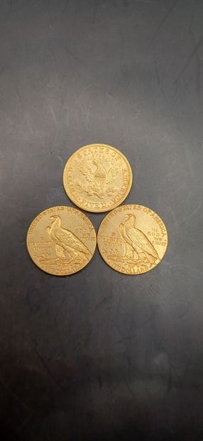 Lot of 3 pieces of 5 Gold Dollars, years...