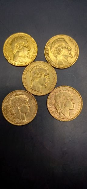 Lot of 5 20 franc gold coins
Weight : 32,04g
GOLD...