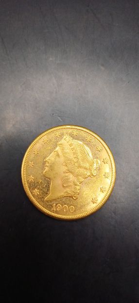 Pièce or de 20 Dollars, année 1900
Poids...