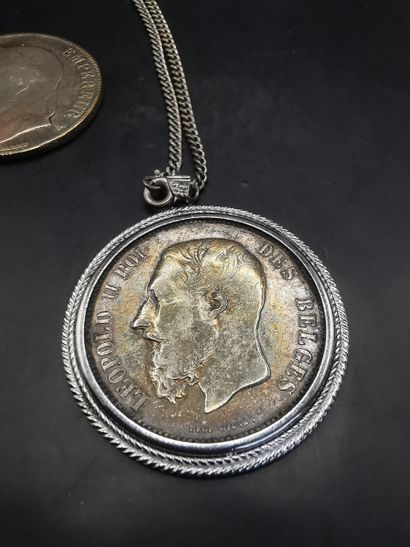 Pendant adorned with a Belgian 5 franc 1865...