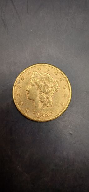 Pièce or de 20 Dollars, année 1882
Poids...