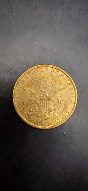 Pièce or de 20 Dollars, année 1890
Poids...