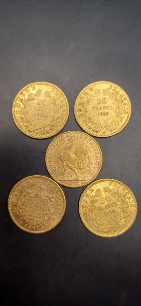 Lot of 5 Coins of 20 francs gold
Weight 32.19g
GOLD...