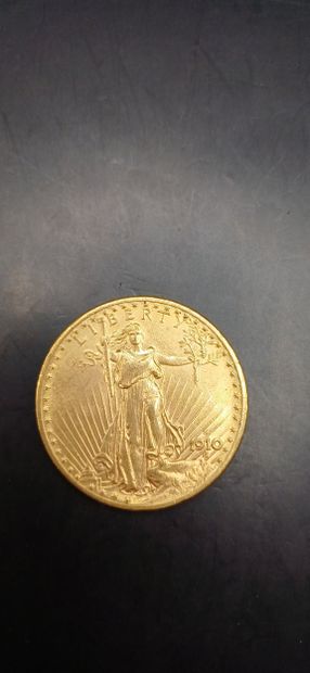 Pièce or de 20 Dollars, année 1910
Poids...