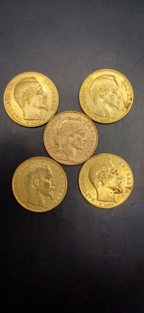 Lot of 5 Coins of 20 francs gold
Weight :...