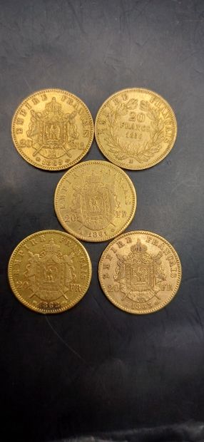 Lot of 5 Coins of 20 francs gold
Weight 32g
GOLD...