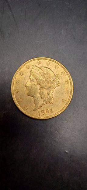 Pièce or de 20 Dollars, année 1894
Poids...