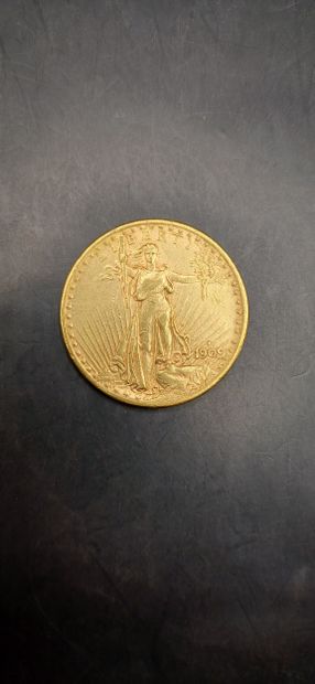 Pièce or de 20 Dollars, année 1909
Poids...