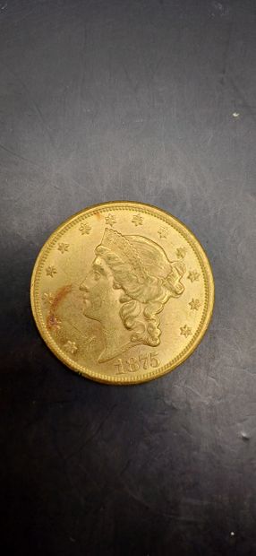 Pièce or de 20 Dollars, année 1875
Poids...