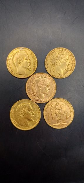 Lot of 5 Coins of 20 francs gold
Weight 31.99g
GOLD...