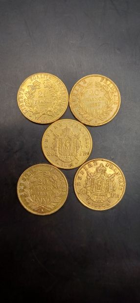Lot of 5 Coins of 20 francs gold
Weight 31.91g
GOLD...
