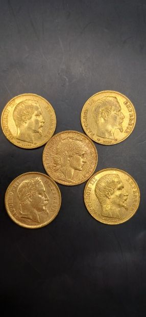 Lot of 5 Coins of 20 francs gold
Weight 32.19g
GOLD...