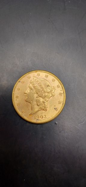 Pièce or de 20 Dollars, année 1903
Poids...