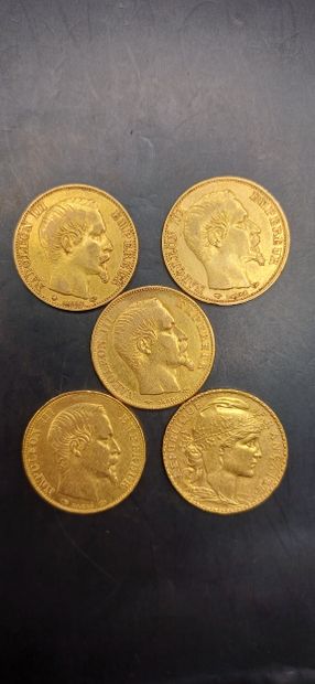 Lot of 5 Coins of 20 francs gold
Weight 32.13g
GOLD...