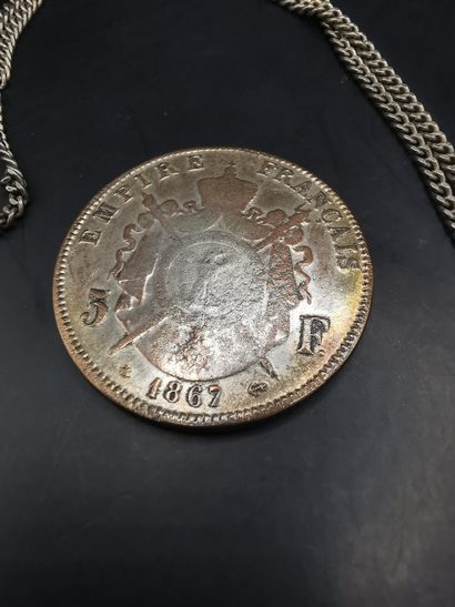 Pendant adorned with a Belgian 5 franc 1865...