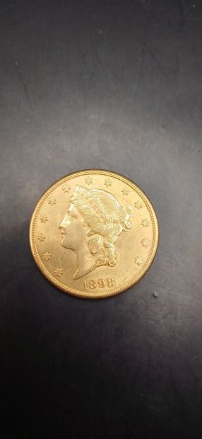 Pièce or de 20 Dollars, année 1898
Poids...