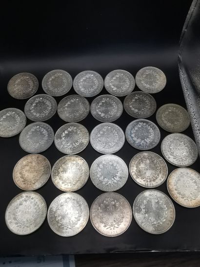 Set of 25 50 franc coins 900/1000 750.25...