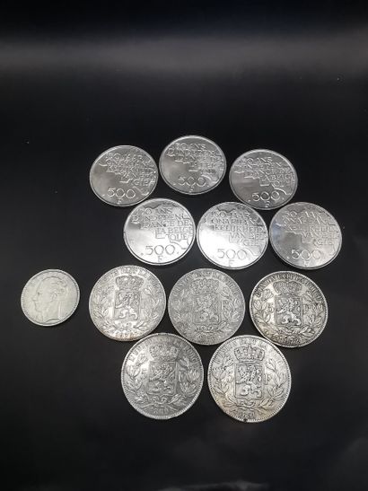 LOT of Belgian coins including :

5 pieces...