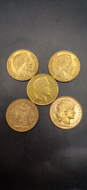 Lot of 5 Coins of 20 francs gold
Weight 31.97g
GOLD...