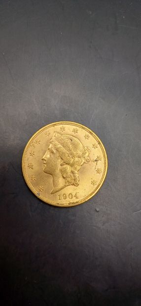 Pièce or de 20 Dollars, année 1900
Poids...