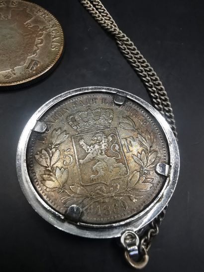 Pendant adorned with a Belgian 5 franc 1865...