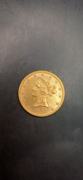 Pièce or de 10 Dollars, année 1881
Poids...